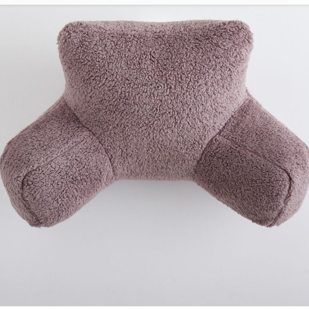 Pottery Barn Teen Cozy Sherpa Lounge Around Backrest Pillow cover - mauve/grey